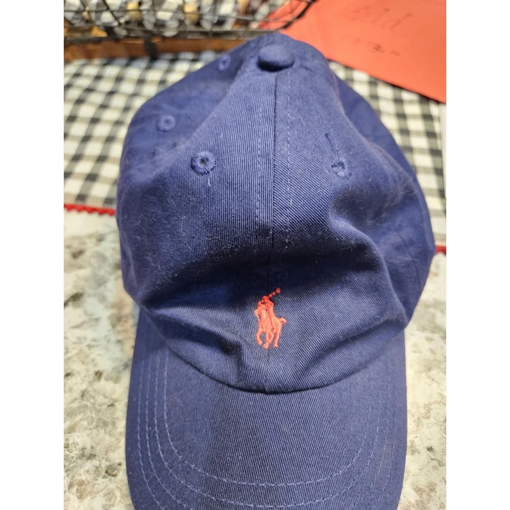 Polo Ralph Lauren Kids Navy Blue Cotton Chino Baseball  Hat Red Pony OS 4-7